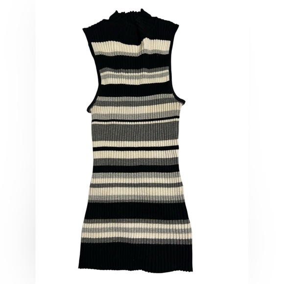 Y2K Ribbed Knit Striped Sleeveless Mock Neck Top – Hooked Up by I.O.T., Size M - Picture 8 of 9